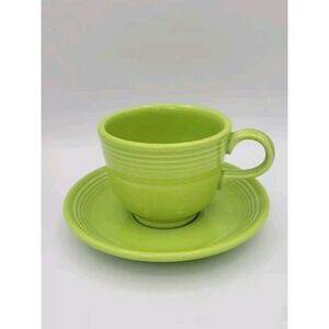 Fiesta Ware Homer Laughlin Light Green Cup and‎ Saucer Vintage Vibes fiestaware
